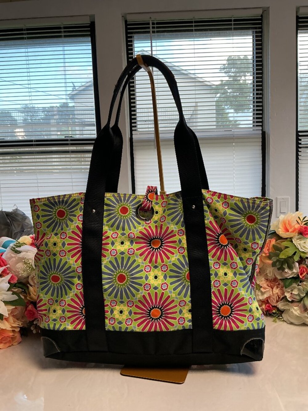Franco Sarto Multicolor Geometric Floral Large Tote Bag